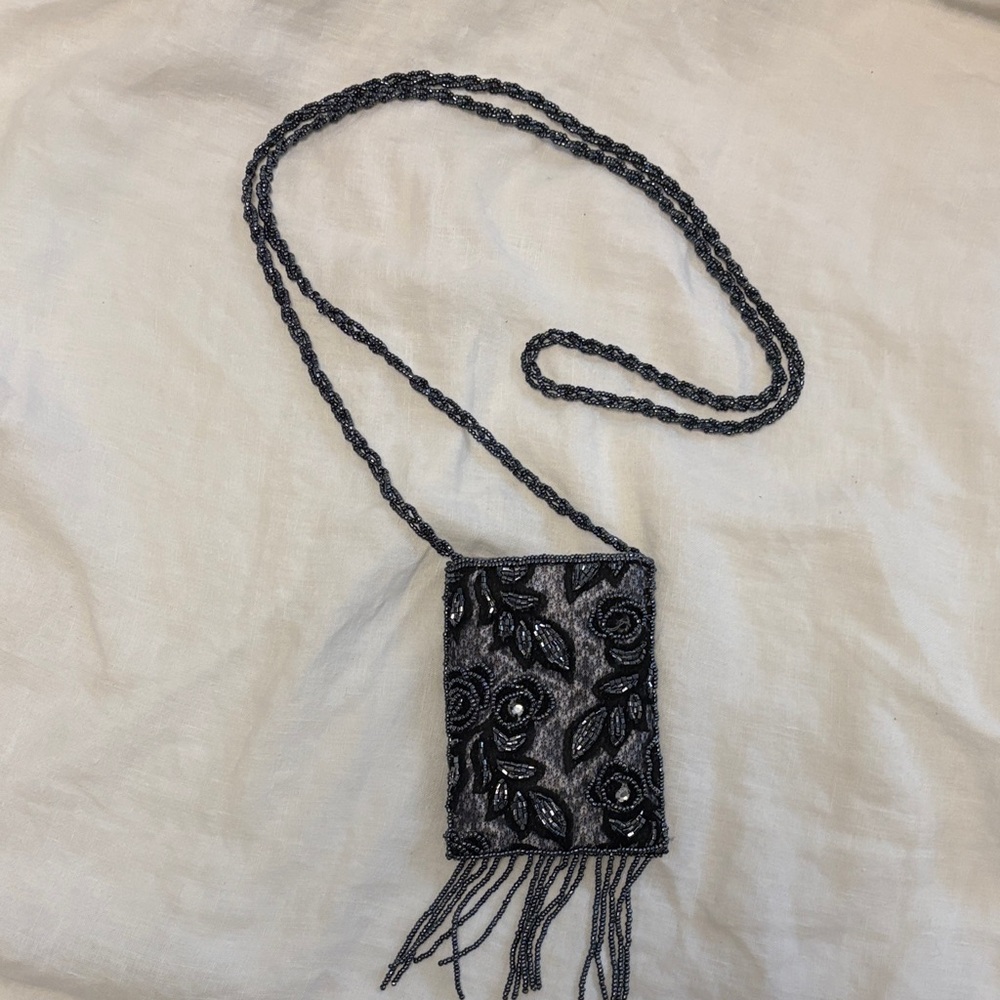 Black Beaded Crossbody Bag